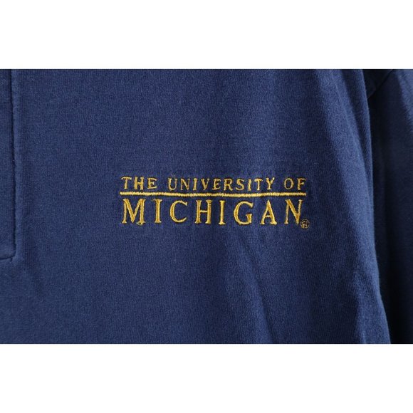 Vintage 90s Mens Large Faded Spell Out University of Michigan Henley T-Shirt USA - Picture 4 of 8